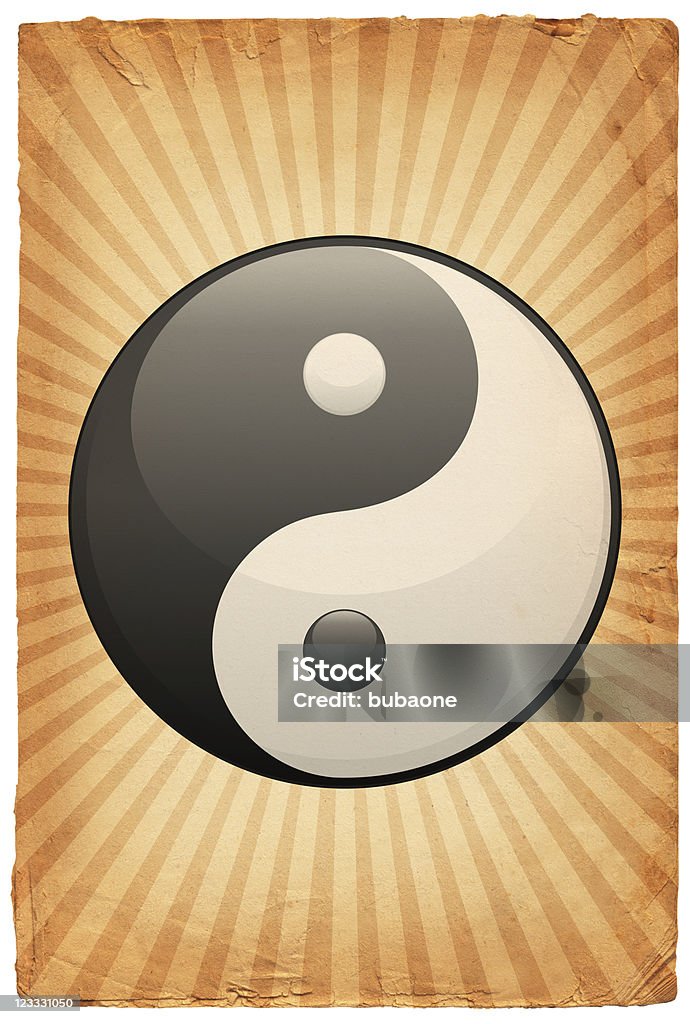Símbolo Yin-Yang sobre fondo de papel viejo - Ilustración de stock de Símbolo Yin-Yang libre de derechos