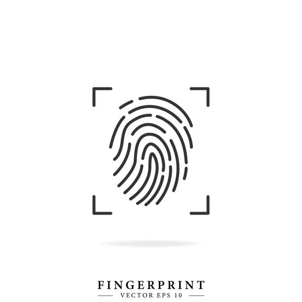 ilustrações, clipart, desenhos animados e ícones de ícone de impressão digital. identidade por senha. simples ilustração de vetor plano. design de logotipo. - fingerprint thumbprint identity red