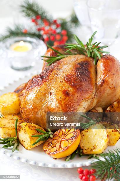 Pollo Arrosto - Fotografie stock e altre immagini di Natale - Natale, Carne di tacchino, Tacchino