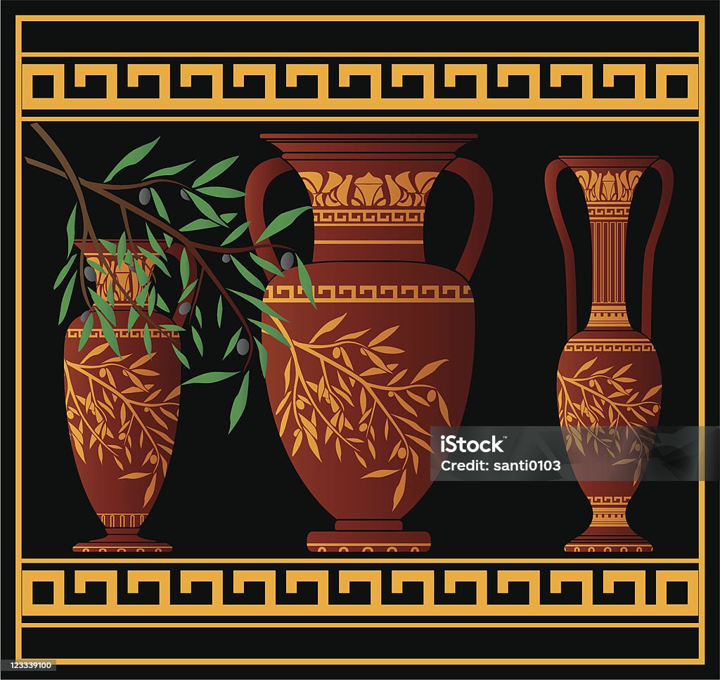 Grego amphoras vermelho e Jarro - Royalty-free Antigo arte vetorial