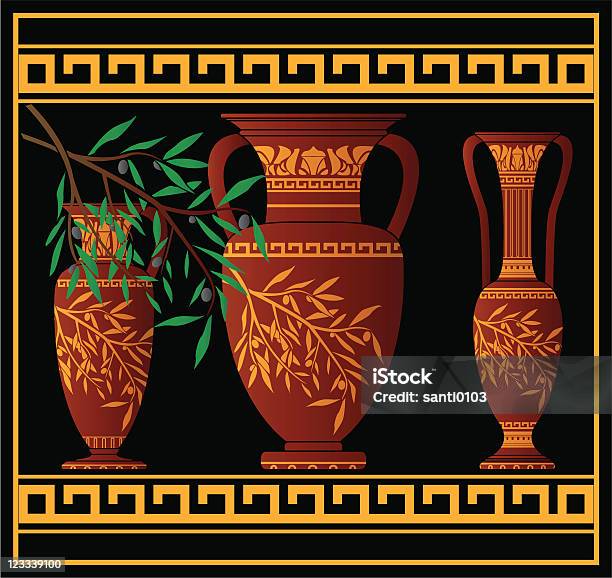 Grego Amphoras Vermelho E Jarro - Arte vetorial de stock e mais imagens de Antigo - Antigo, Antiguidade, Antiguidades