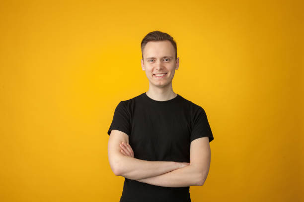 close-up studio portrait of a 24 year old man