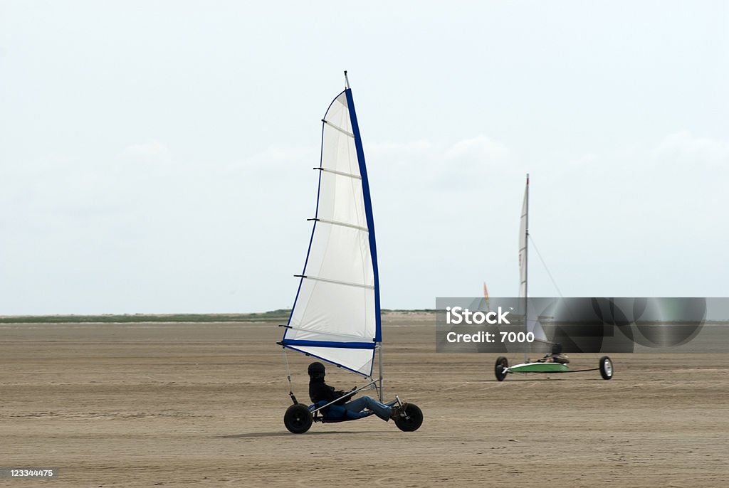 Sailing on sand Land sailing on the beach a summer day on Roemoe in Denmark. Rømø Stock Photo