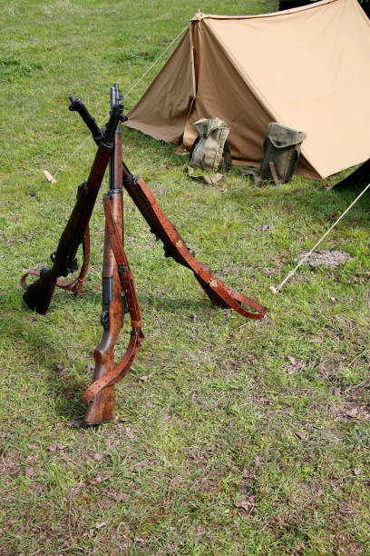 istock American WWII reinactors camp 123347161