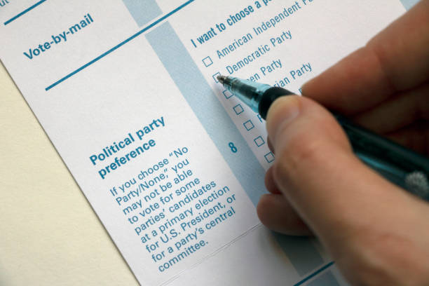istock Party choices on a Voter Registration form 1233484320