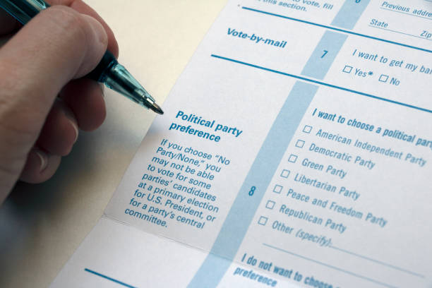 istock 'Political Party Preference' section on a Voter Registration form 1233494479