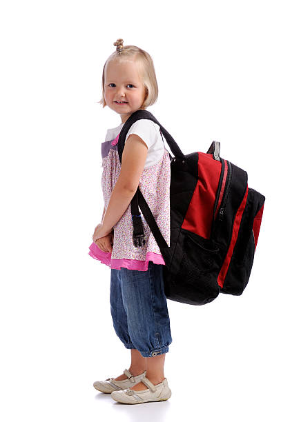 istock happy little girl with backpack 123351601