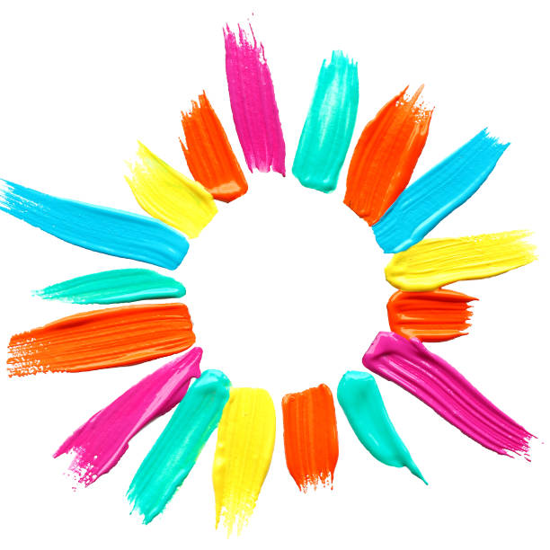 istock multi-colored strokes with bright acrylic paints. empty space in the center. isolate on a white background. 1233539478