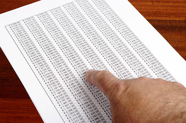 istock Man's Finger Pointing At Euro Spreadsheet 123354074