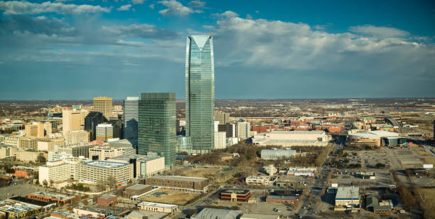 istock Devon Tower and Oklahoma City in Winter - Aerial View 1233541412