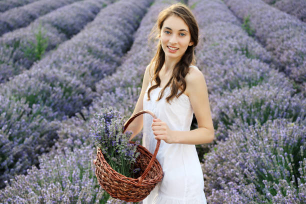 istock Young girl in lavender field 1233749943