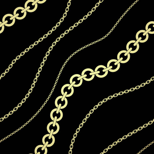 istock Gold chain seamless on black background. Fashion illustration. Seamless pattern abstract design. Vector 1233756732