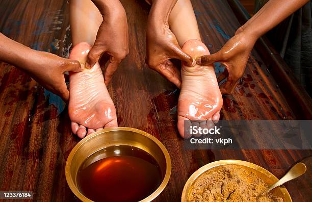 Traditional Indian Ayurvedic Oil Foot Massage Stock Photo - Download Image Now - Ayurveda, Massaging, India