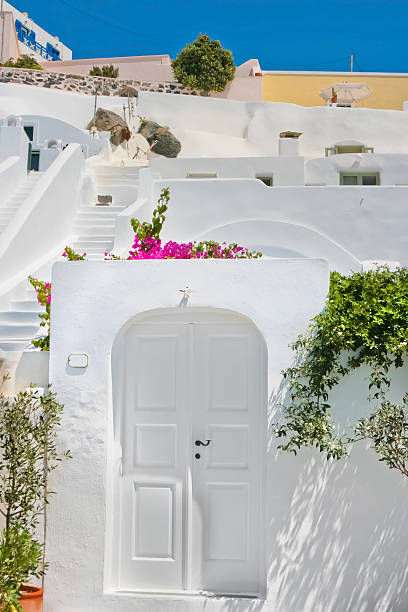 Classic white architecture of Santorini, Greece stock photo
