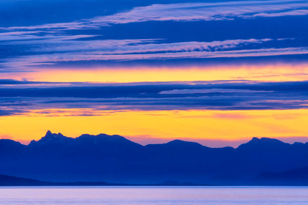 View of the Strait of Georgia and the coastal mountains from Vancouver Island, British Columbia