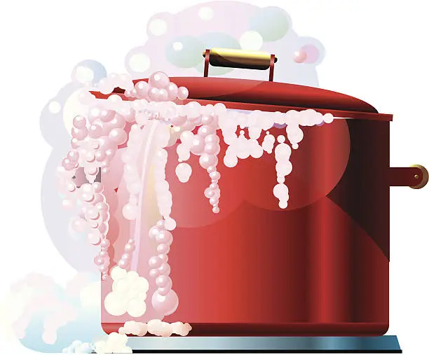 Vector illustration of Red boiling pan