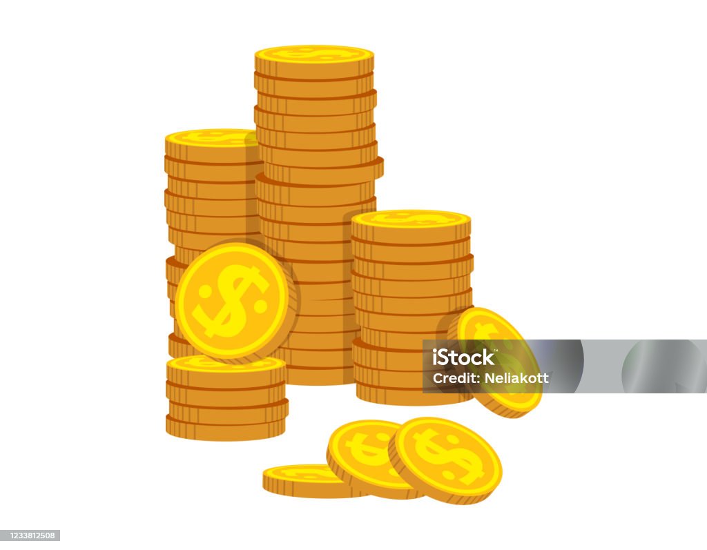 Neat Stacks Money Gold Coin Cartoon Bank Vector Stock Illustration -  Download Image Now - Abstract, Antiquities, Architectural Column - iStock