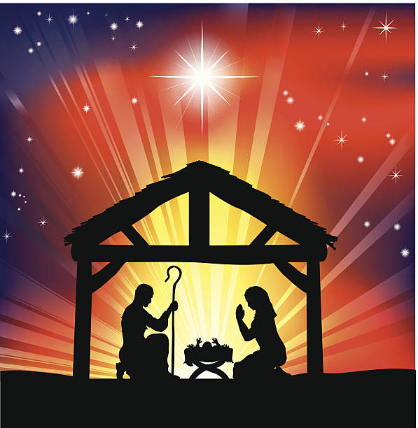 Traditional Christian Christmas Nativity Scene Illustration of traditional Christian Christmas Nativity scene nativety stock illustrations
