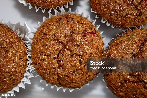 Bran Cranberry Muffins Stock Photo - Download Image Now - Bran Muffin, High Angle View, Baked