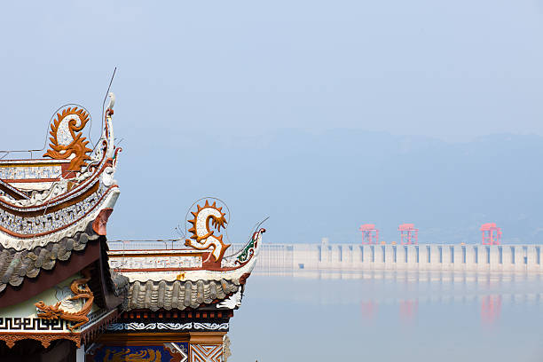 classic chinese housetop and three gorges dam classic chinese housetop and three gorges dam three gorges photos stock pictures, royalty-free photos & images