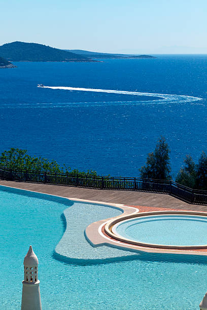 istock Boat on sea over swimming pool 123384519