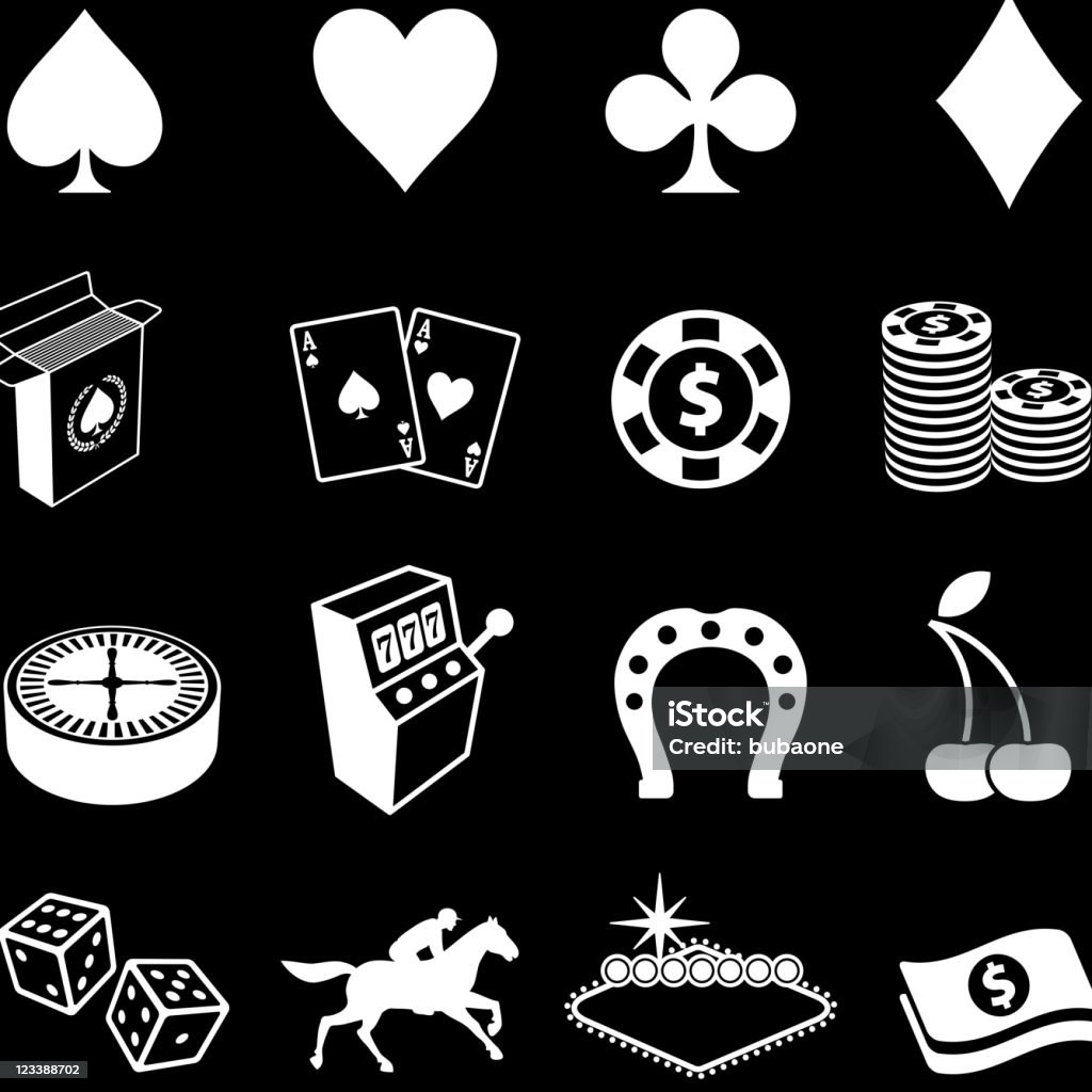 Jogos de azar, Poker e Las Vegas vector conjunto de ícones royalty free - Royalty-free Vetor arte vetorial