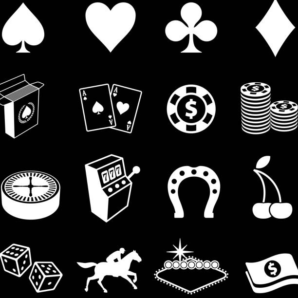 Gambling , Poker and Las Vegas royalty free vector icon set Gambling , Poker and Las Vegas icon set Vegas Sign stock illustrations
