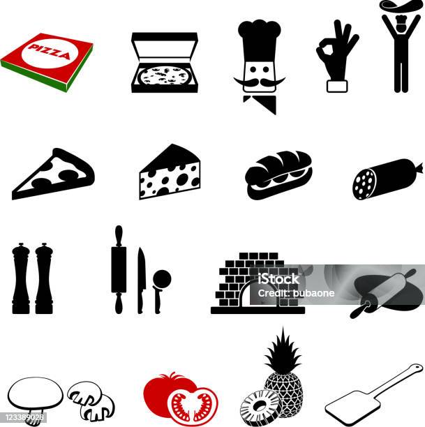 Black And White Pizza Iconography Images Stock Illustration - Download Image Now - Icon Symbol, Submarine Sandwich, Cheese