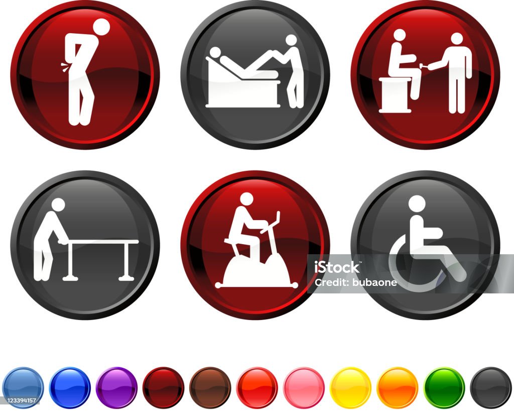 Schmerzen und Therapie lizenzfreie vektor icon-set - Lizenzfrei Alternative Behandlungsmethode Vektorgrafik