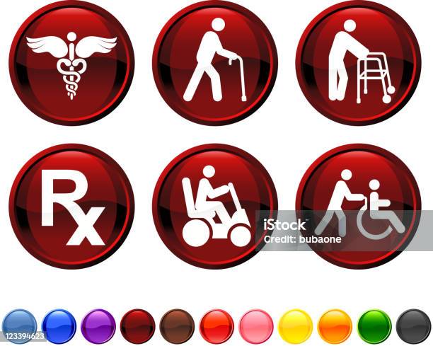 Elderly Medical Coverage Royalty Free Vector Icon Set Stock Illustration - Download Image Now