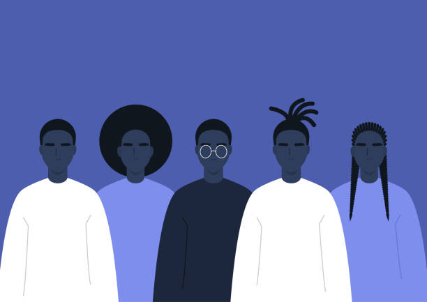 czarna społeczność grupy afrykańskich ludzi, praw człowieka, walki z rasizmem - czarny kolor ilustracje stock illustrations