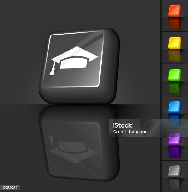 Grad Hat Button Graduation Cap 3d Button Design Stock Illustration - Download Image Now ...