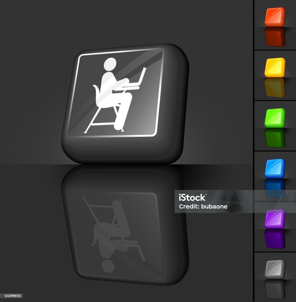 Student Working On Laptop 3d Button Design Stock Illustration ...