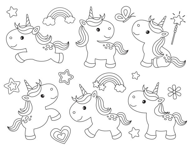 Outline Unicorn Vector for Coloring vector art illustration