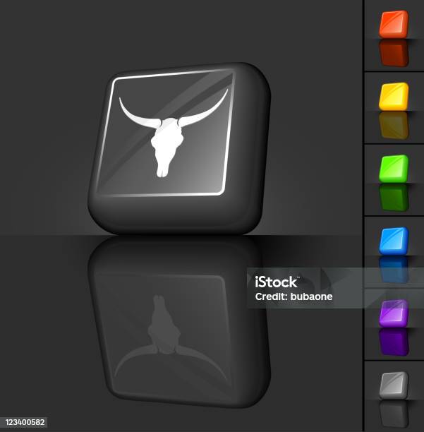 Longhorn Czaszki Przycisk 3d Projekt - Stockowe grafiki wektorowe i więcej obrazów Bydło rasy Texas Longhorn - Bydło rasy Texas Longhorn, Błyszczący, Cień