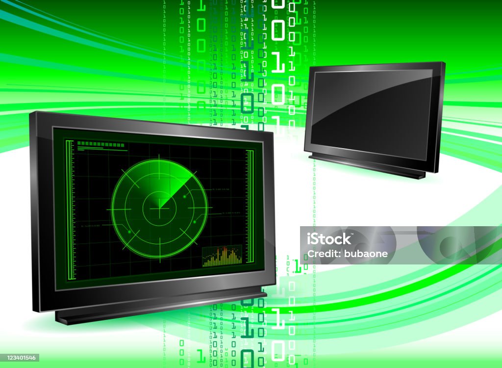 Зеленый фон с телевизором и Радар - Векторная графика Абстрактный роялти-фри