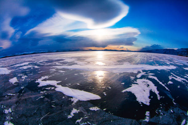 lake baikal - lake baikal lake landscape winter imagens e fotografias de stock