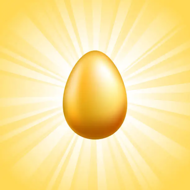Vector illustration of golden egg on royalty free vector Background with glow effect