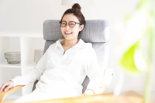 young attractive asian woman relaxing