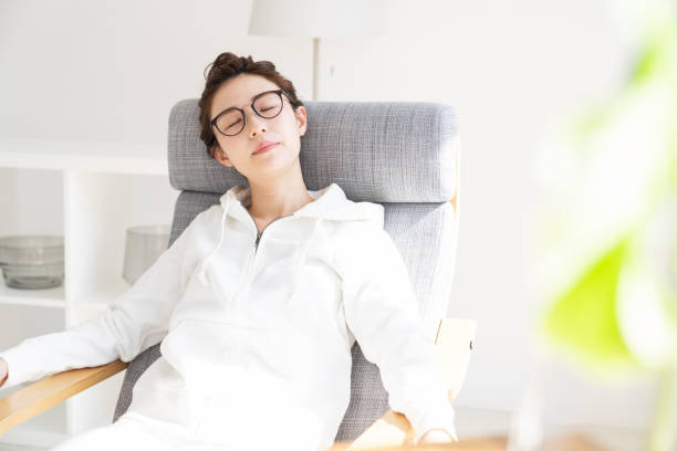 young attractive asian woman who sleeps