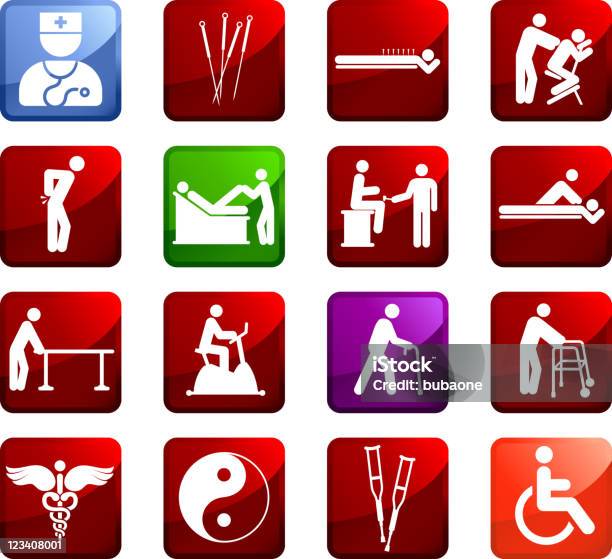 Acupuncture And Physical Therapy Royalty Free Vector Icon Set Stock Illustration - Download Image Now