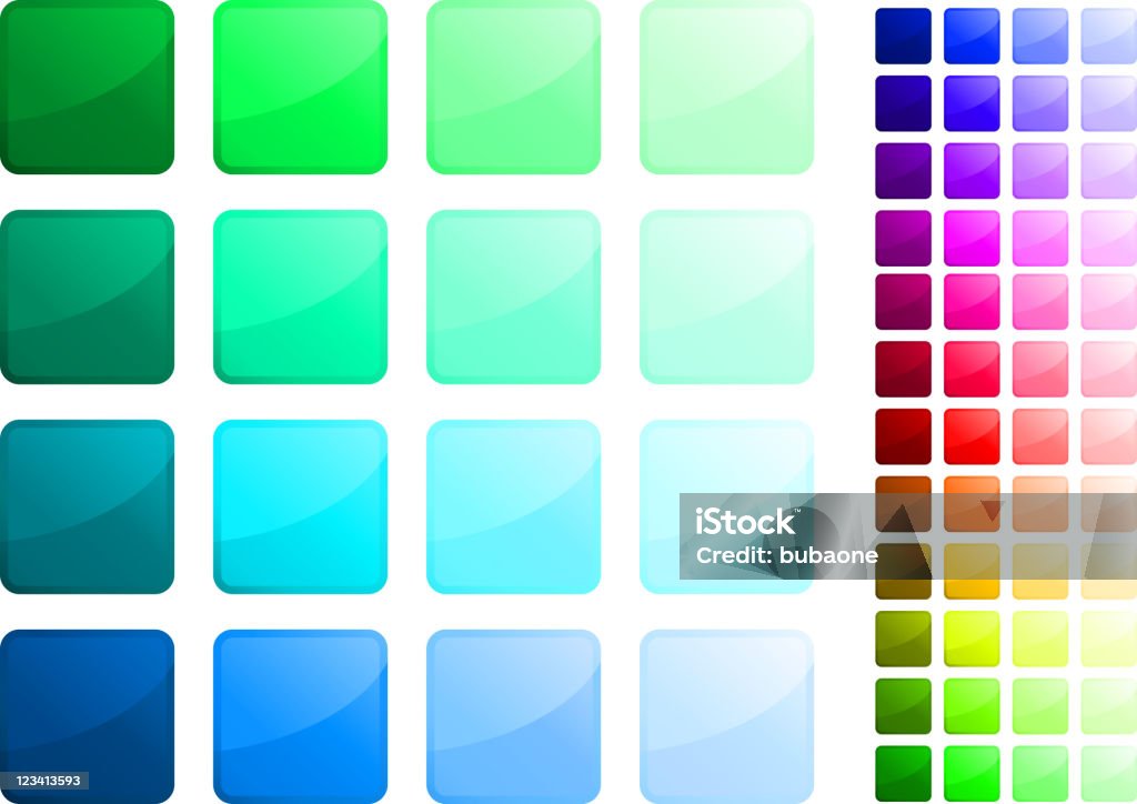 Button Color Square Complete Square Button Sticker Set Stock Illustration - Download Image ...