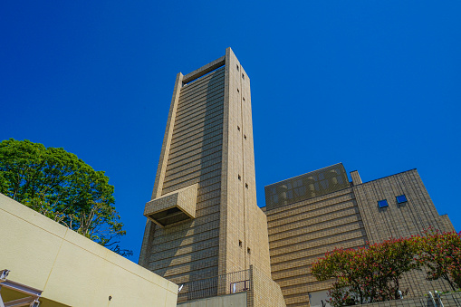 Yokohama Totsuka funeral (crematory) and the blue sky. Shooting Location: Yokohama-city kanagawa prefecture