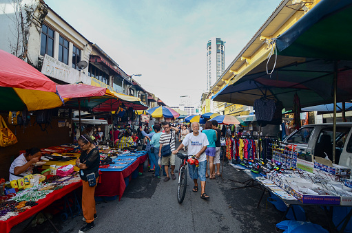 Georgetown, Penang/Malaysia - Jun 18 2016: Daily lifestyle of people shopping in the wet market at Jalan Kuala Kangsar.
