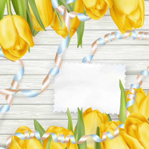 papierowa karta z tulipanami. eps 10 - attached backgrounds blank plank stock illustrations