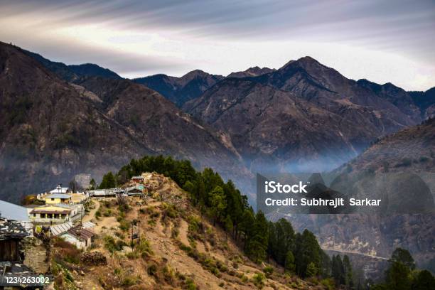 Cloudy Mountain Of Sankri Range View From The Sankri Village Kedarkantha Trek Stock Photo - Download Image Now