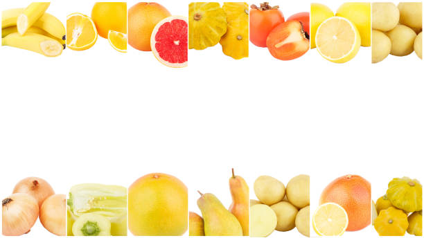 istock Lines from different yellow vegetables and fruits, isolated 1234303547