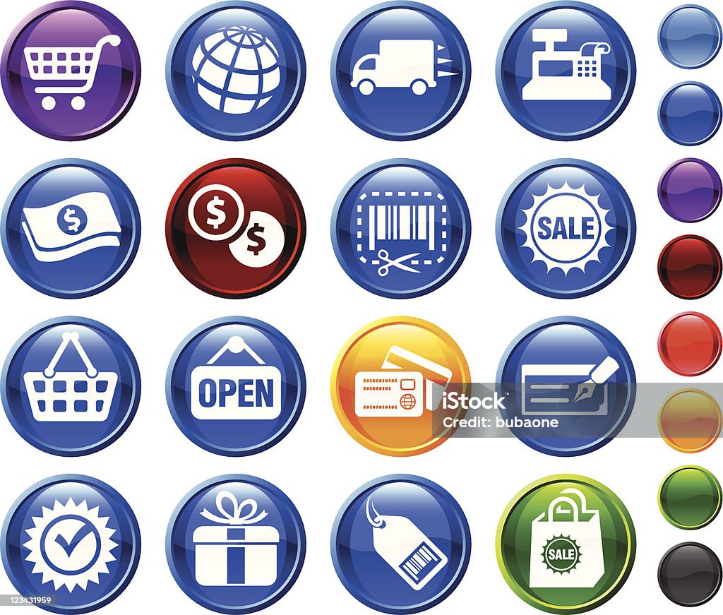 Zakupy i e-commerce ikony zestaw wektorowe na licencji royalty free - Grafika wektorowa royalty-free (Białe tło)
