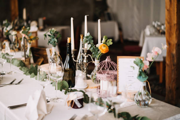 istock photo of a wedding dinner table with candles 1234385215