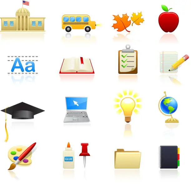 Vector illustration of Going school and education royalty free vector icon set